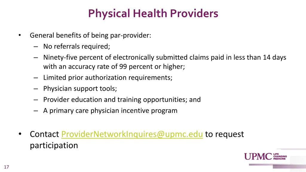 physical health providers