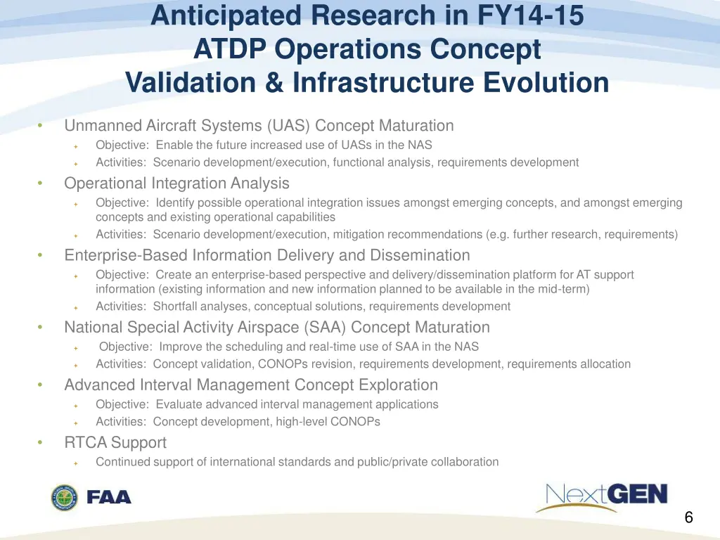 anticipated research in fy14 15 atdp operations