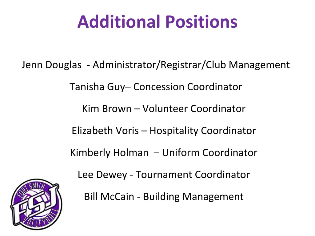 additional positions