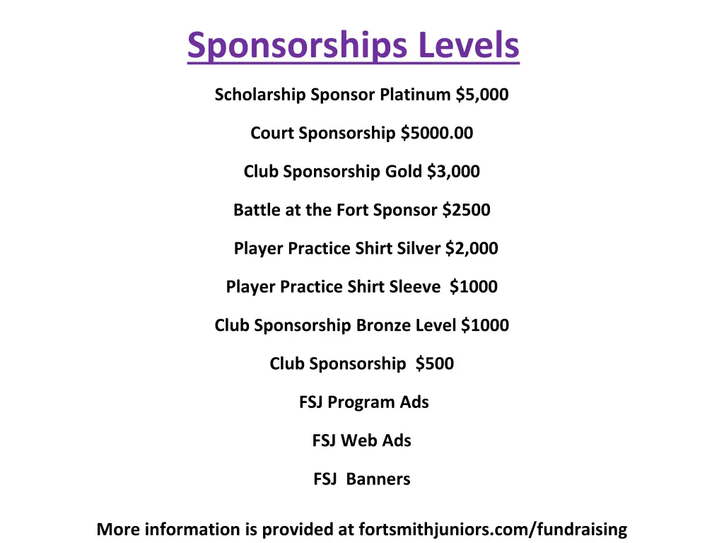 sponsorships levels
