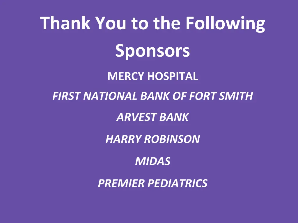thank you to the following sponsors