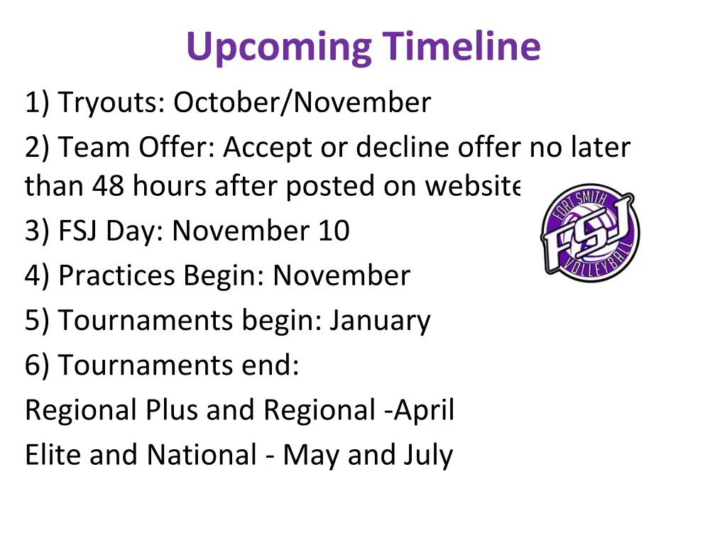 upcoming timeline