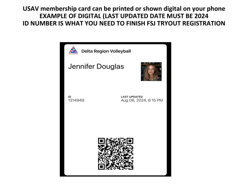 usav membership card can be printed or shown