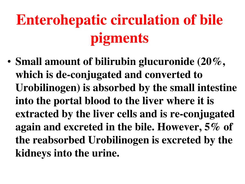 enterohepatic circulation of bile pigments