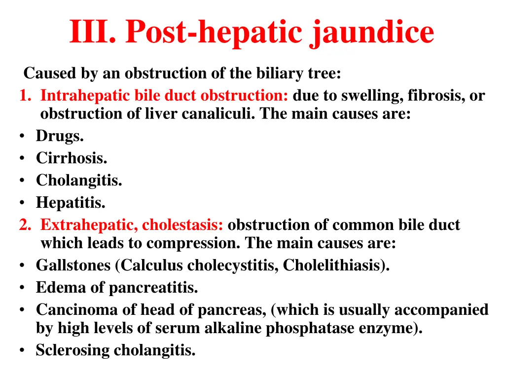 iii post hepatic jaundice