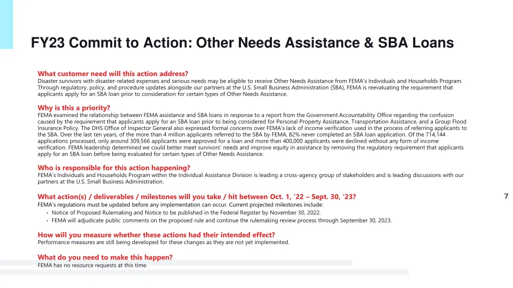 fy23 commit to action other needs assistance