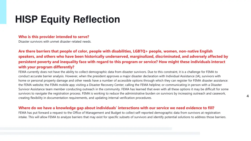 hisp equity reflection