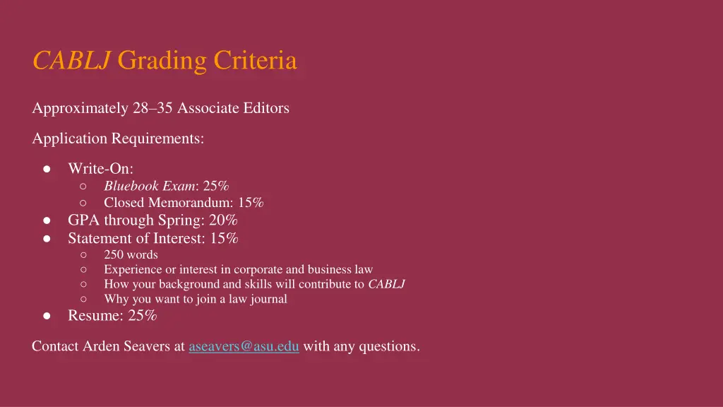 cablj grading criteria