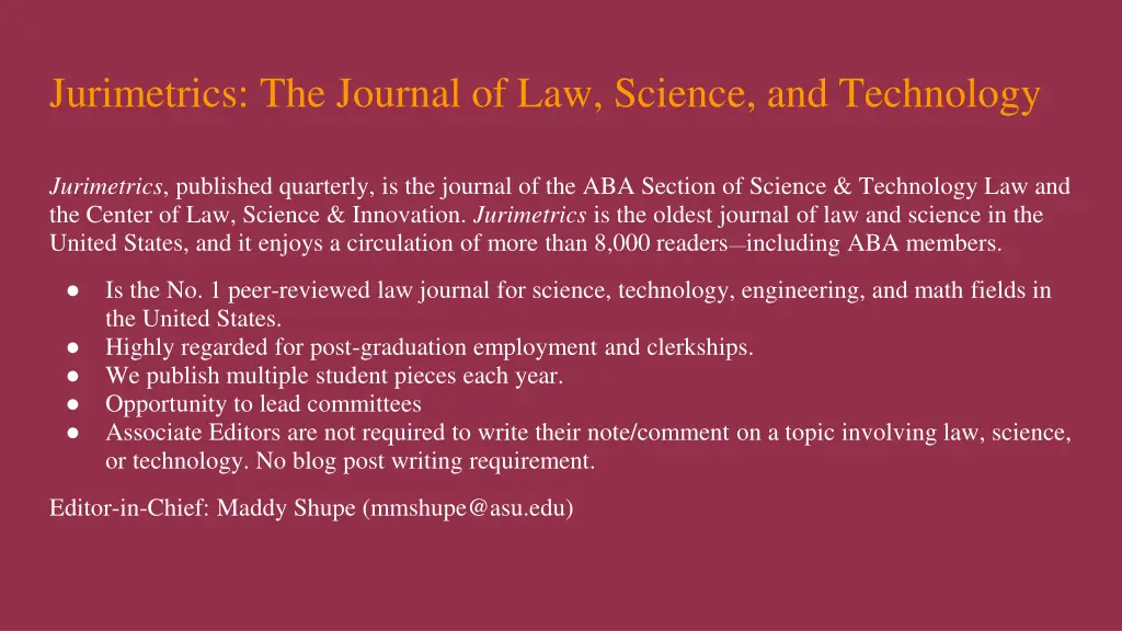 jurimetrics the journal of law science