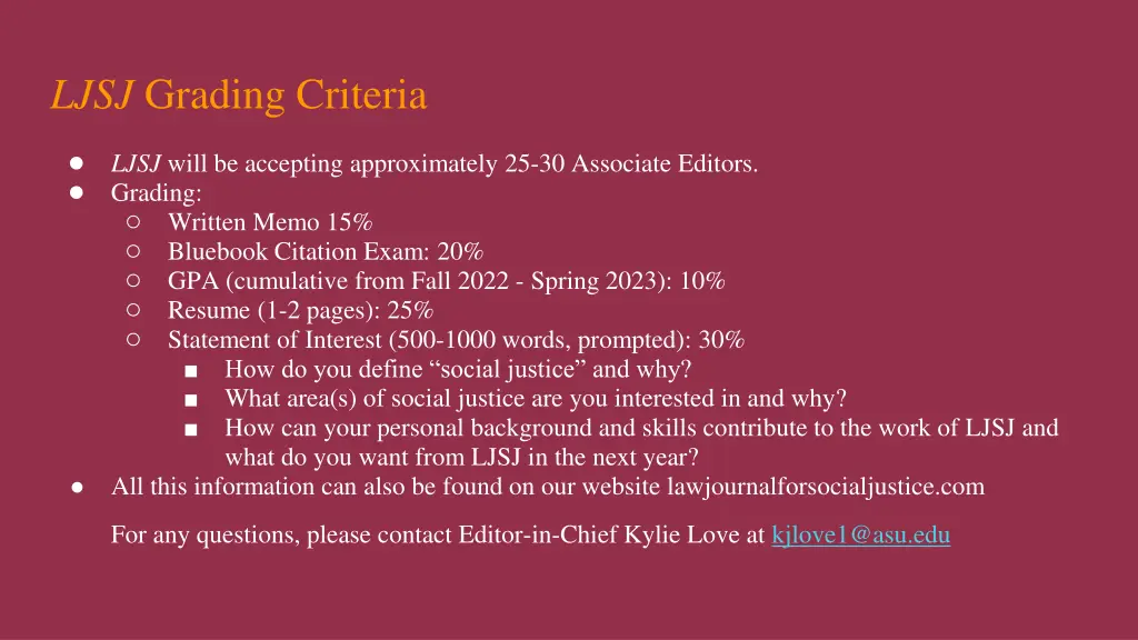 ljsj grading criteria