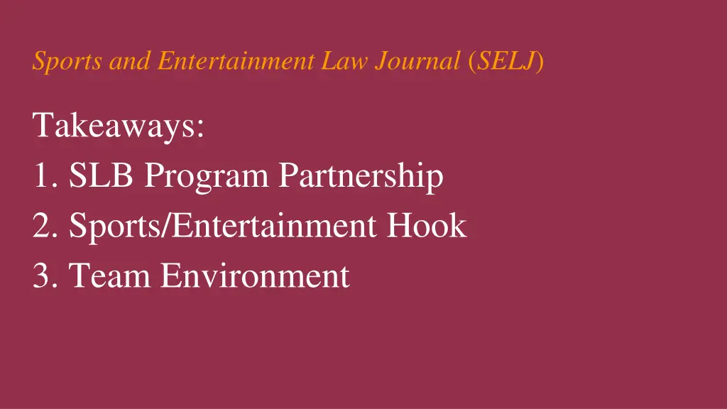 sports and entertainment law journal selj 1