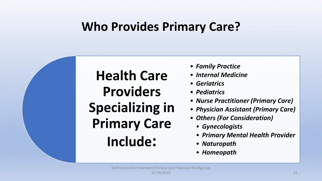 who provides primary care