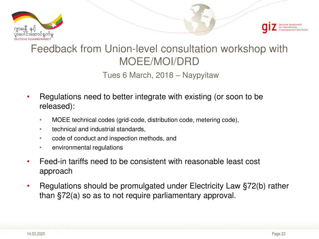feedback from union level consultation workshop