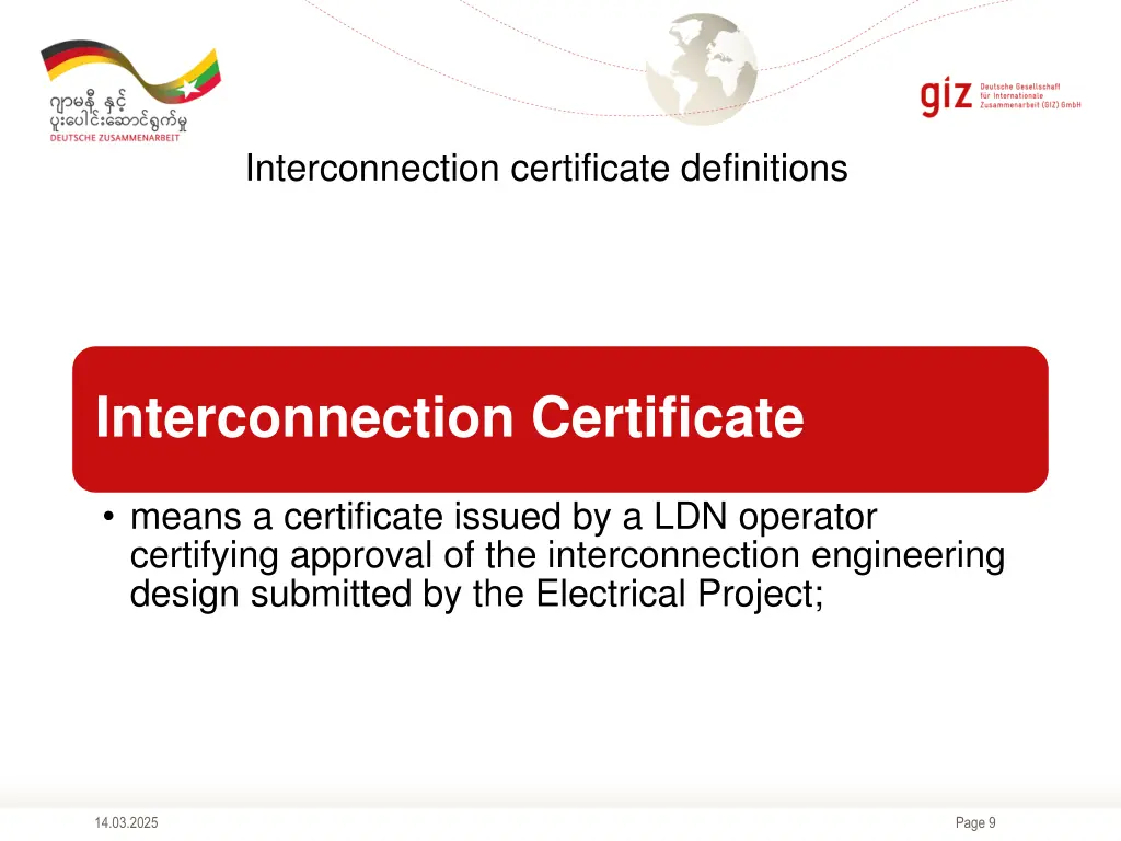 interconnection certificate definitions