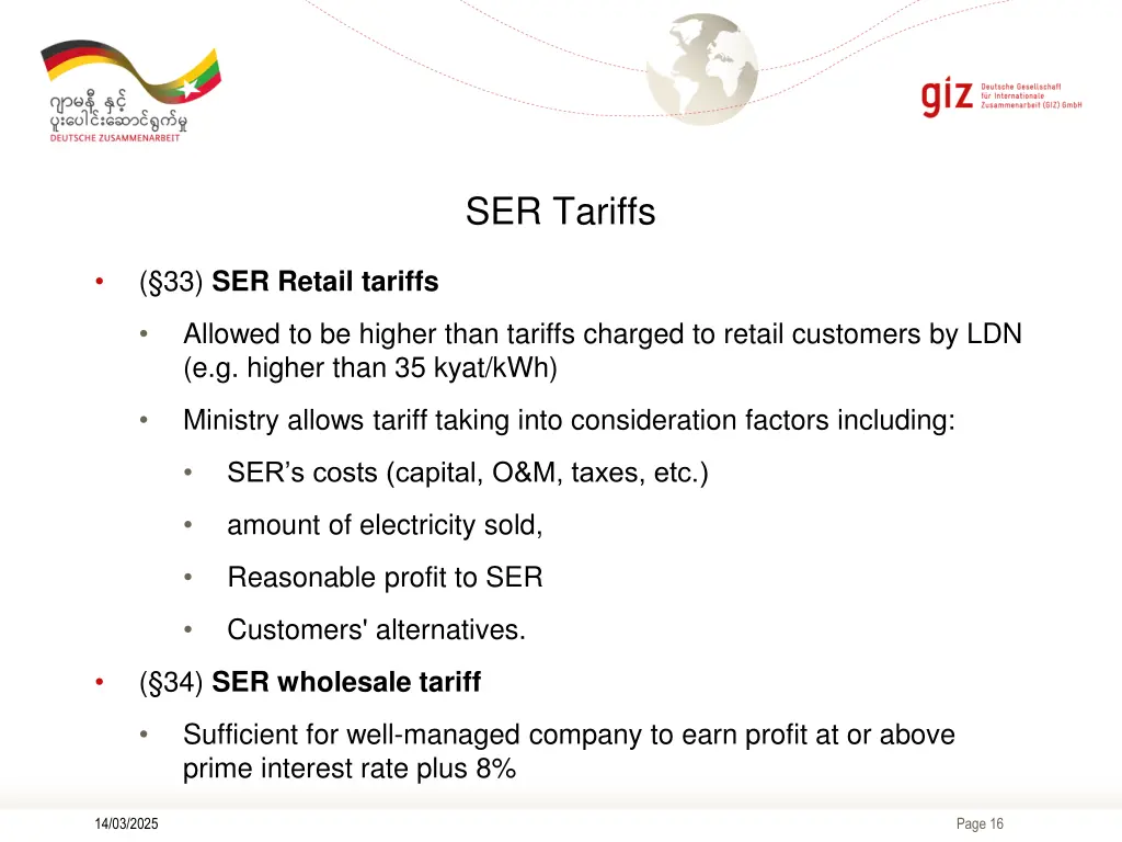 ser tariffs