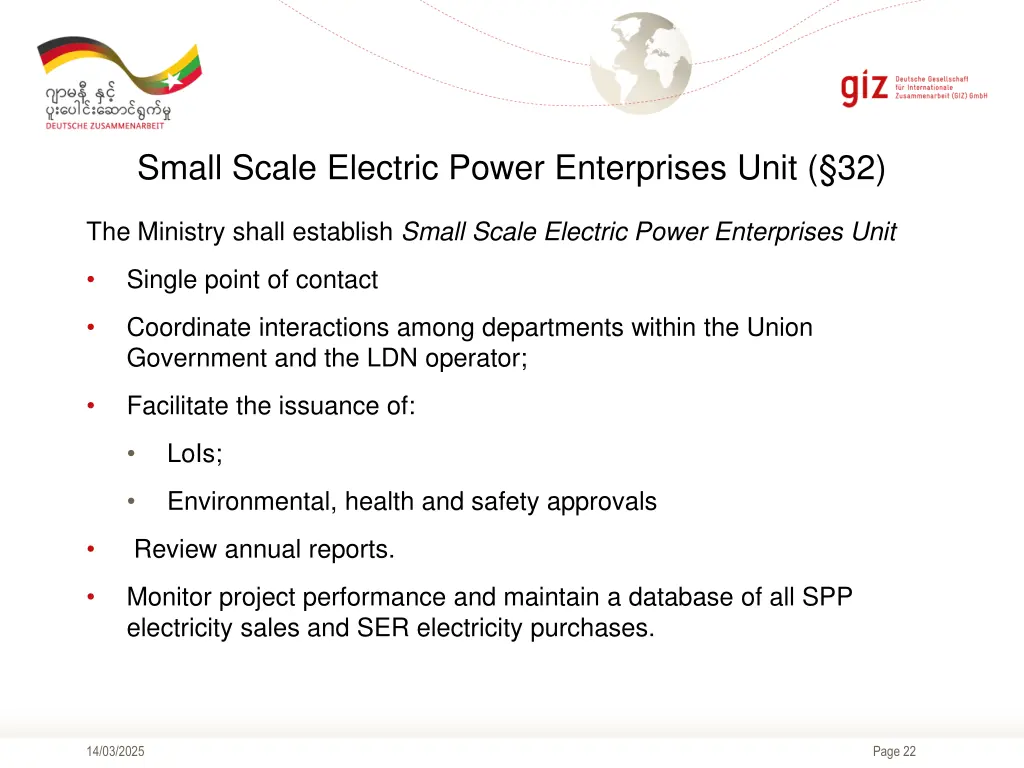 small scale electric power enterprises unit 32