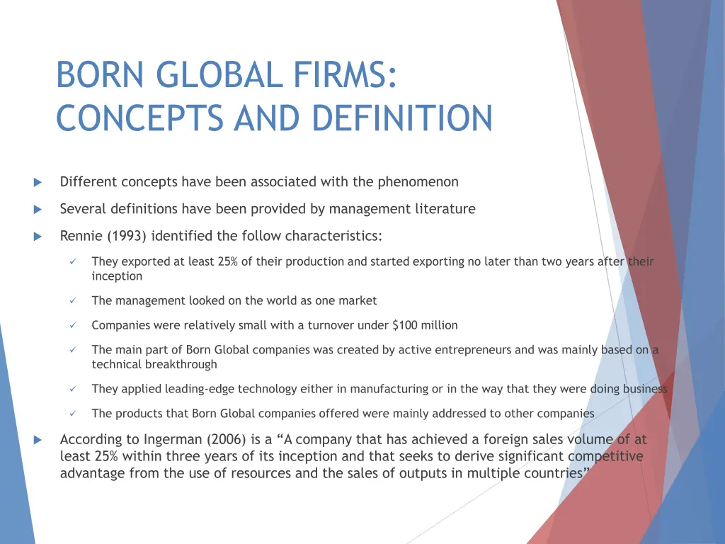 born global firms concepts and definition