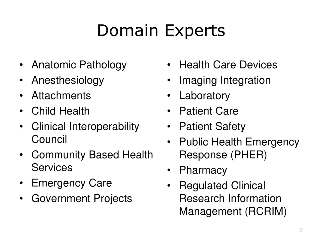 domain experts