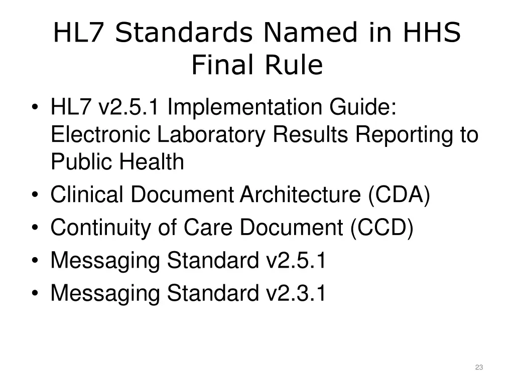 hl7 standards named in hhs final rule