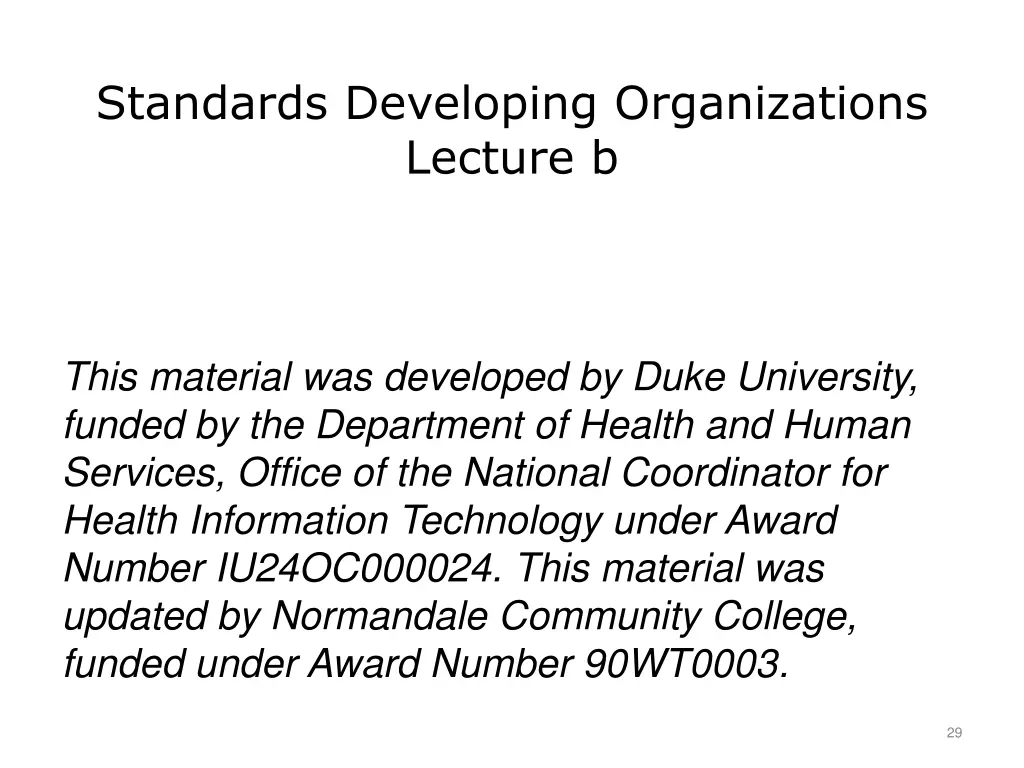 standards developing organizations lecture b