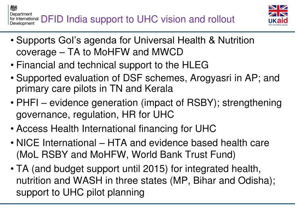 dfid india support to uhc vision and rollout