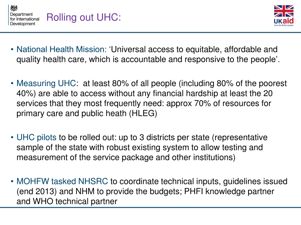 rolling out uhc
