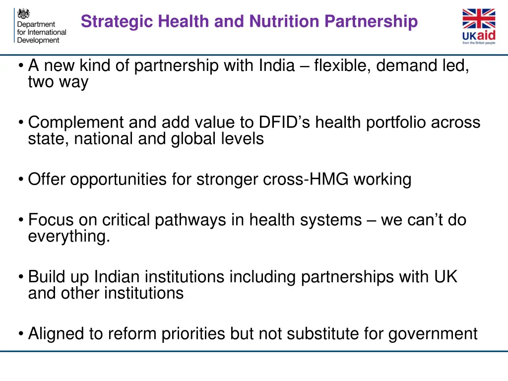 strategic health and nutrition partnership