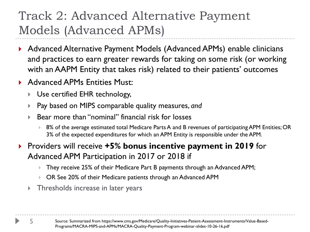 track 2 advanced alternative payment models