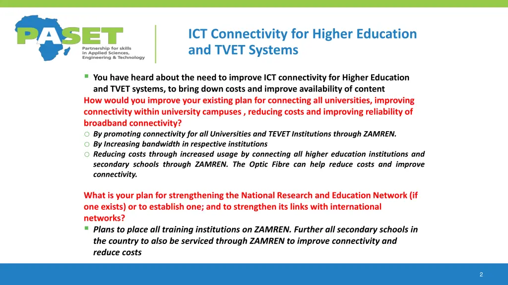 ict connectivity for higher education and tvet