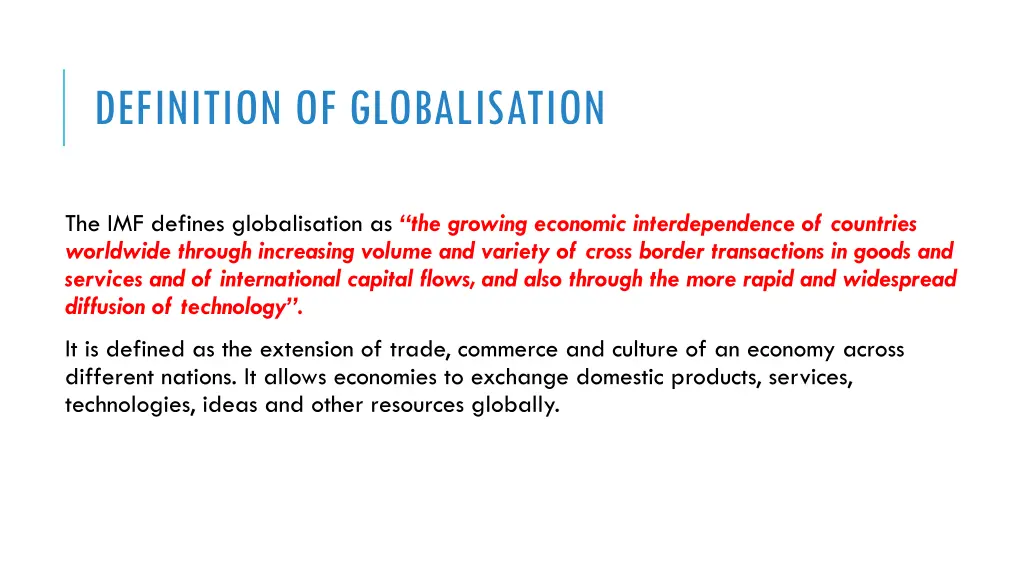 definition of globalisation