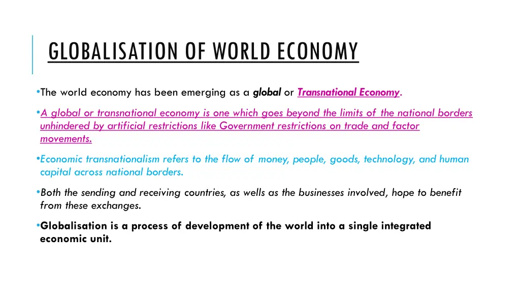 globalisation of world economy