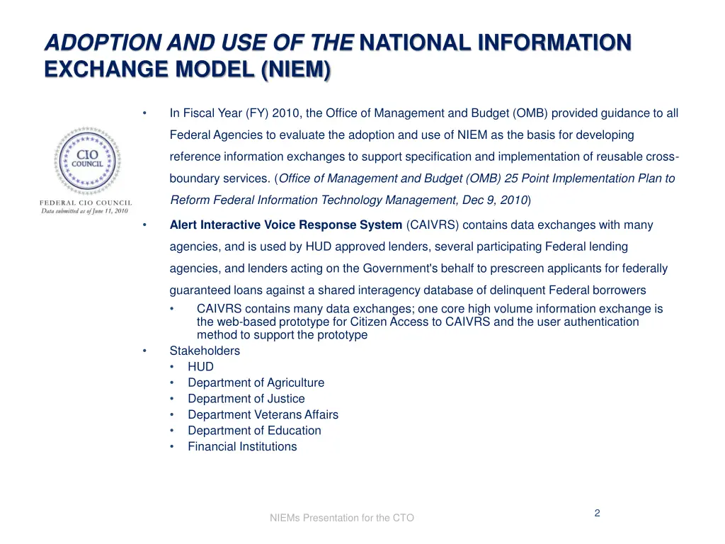 adoption and use of the national information