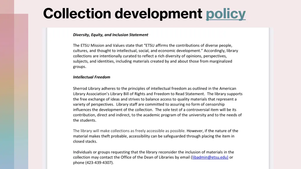 collection development policy