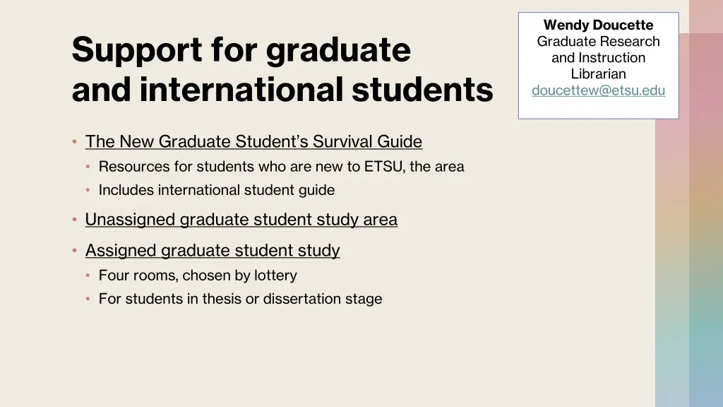 wendy doucette graduate research and instruction