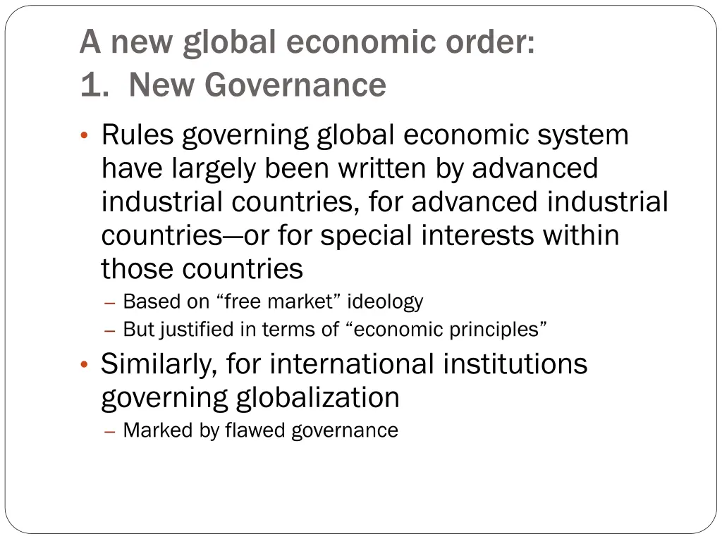 a new global economic order 1 new governance