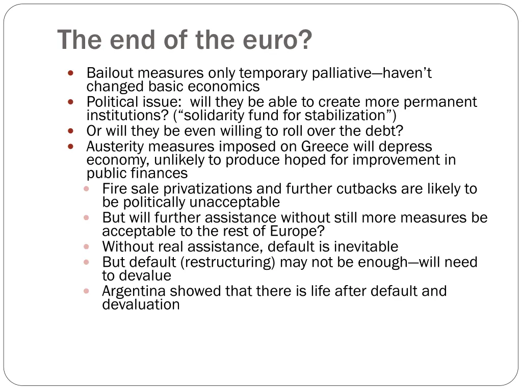 the end of the euro