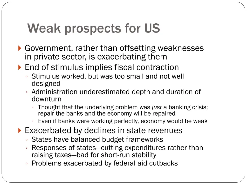 weak prospects for us