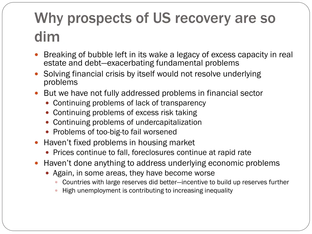 why prospects of us recovery are so dim
