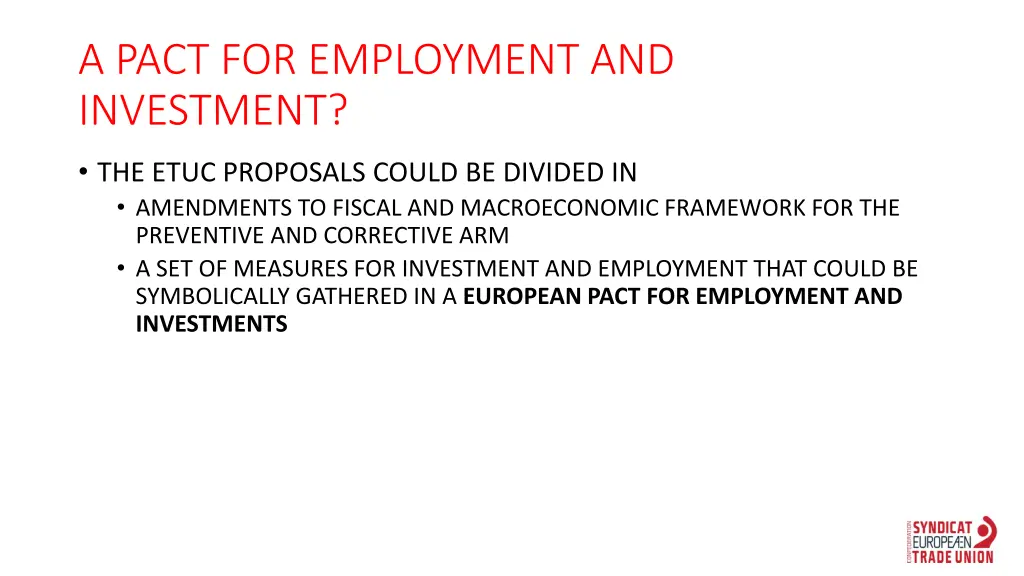 a pact for employment and investment