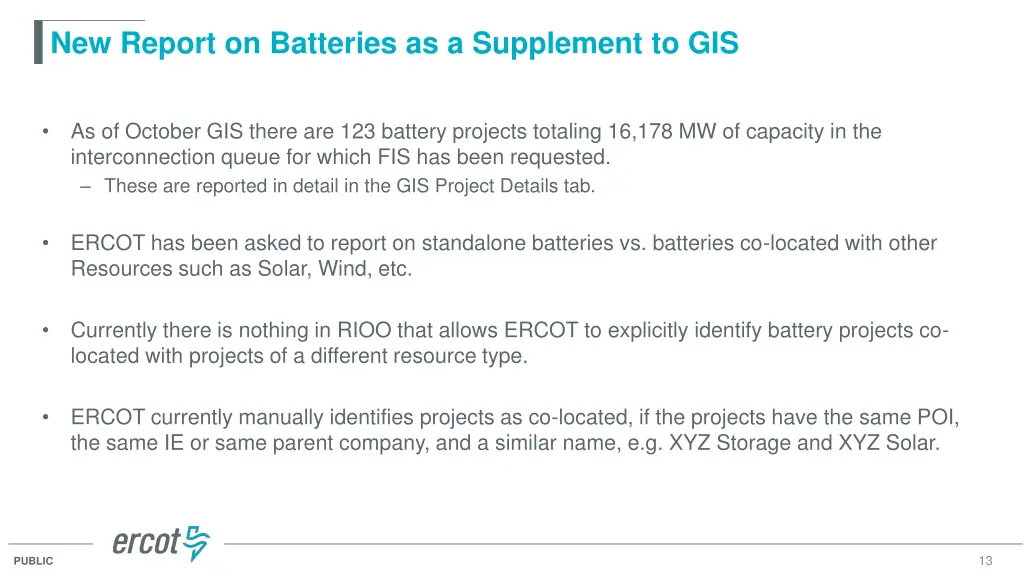 new report on batteries as a supplement to gis