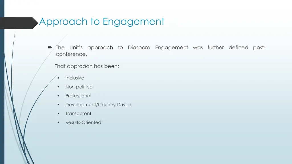 approach to engagement