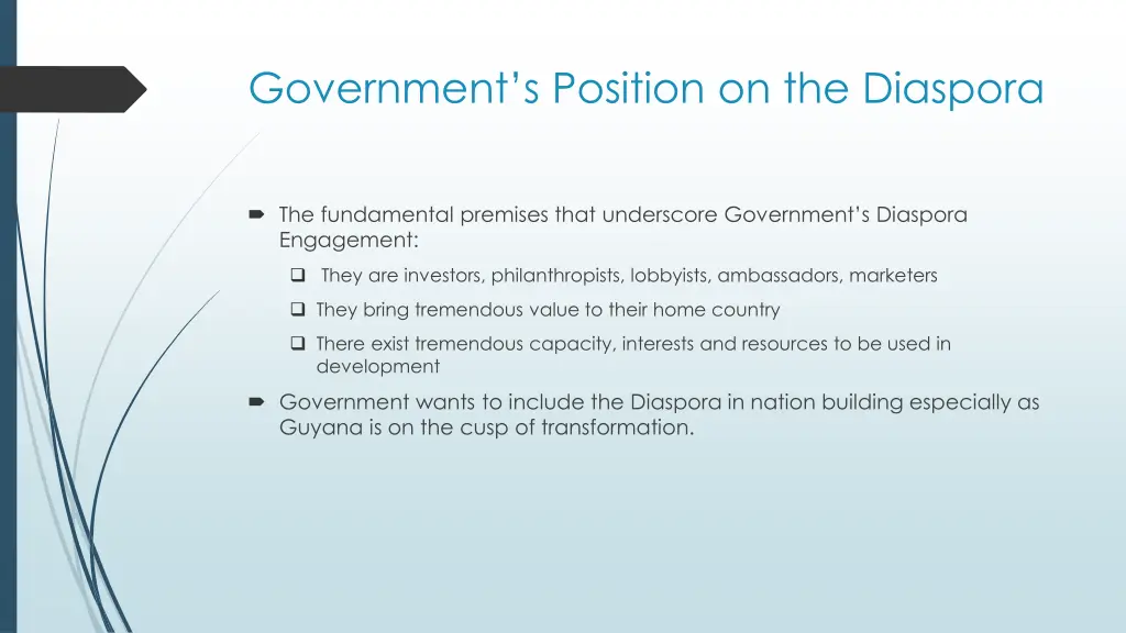government s position on the diaspora