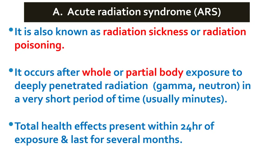 a acute radiation syndrome ars