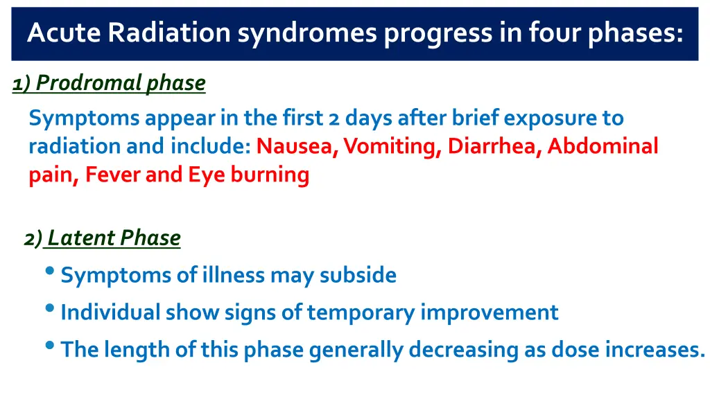 acute radiation syndromes progress in four phases