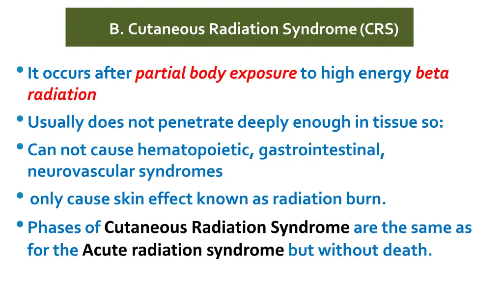 b cutaneous radiation syndrome crs