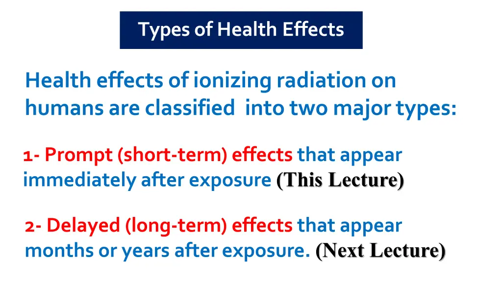 types of health effects