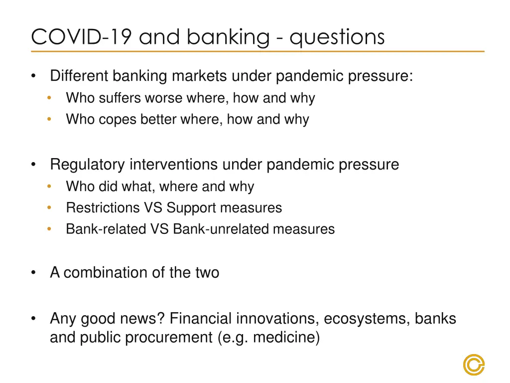 covid 19 and banking questions