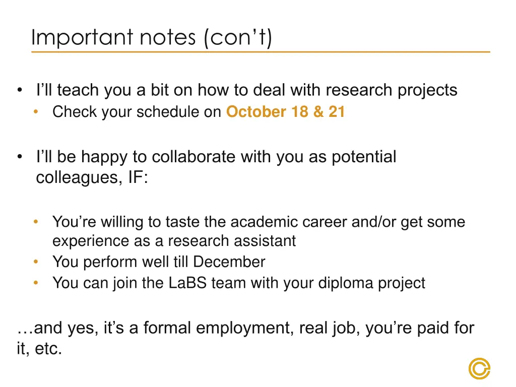 important notes con t