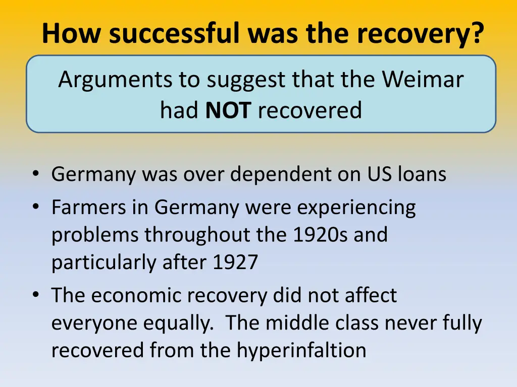 how successful was the recovery 2