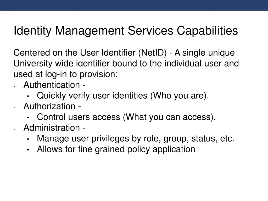 identity management services capabilities